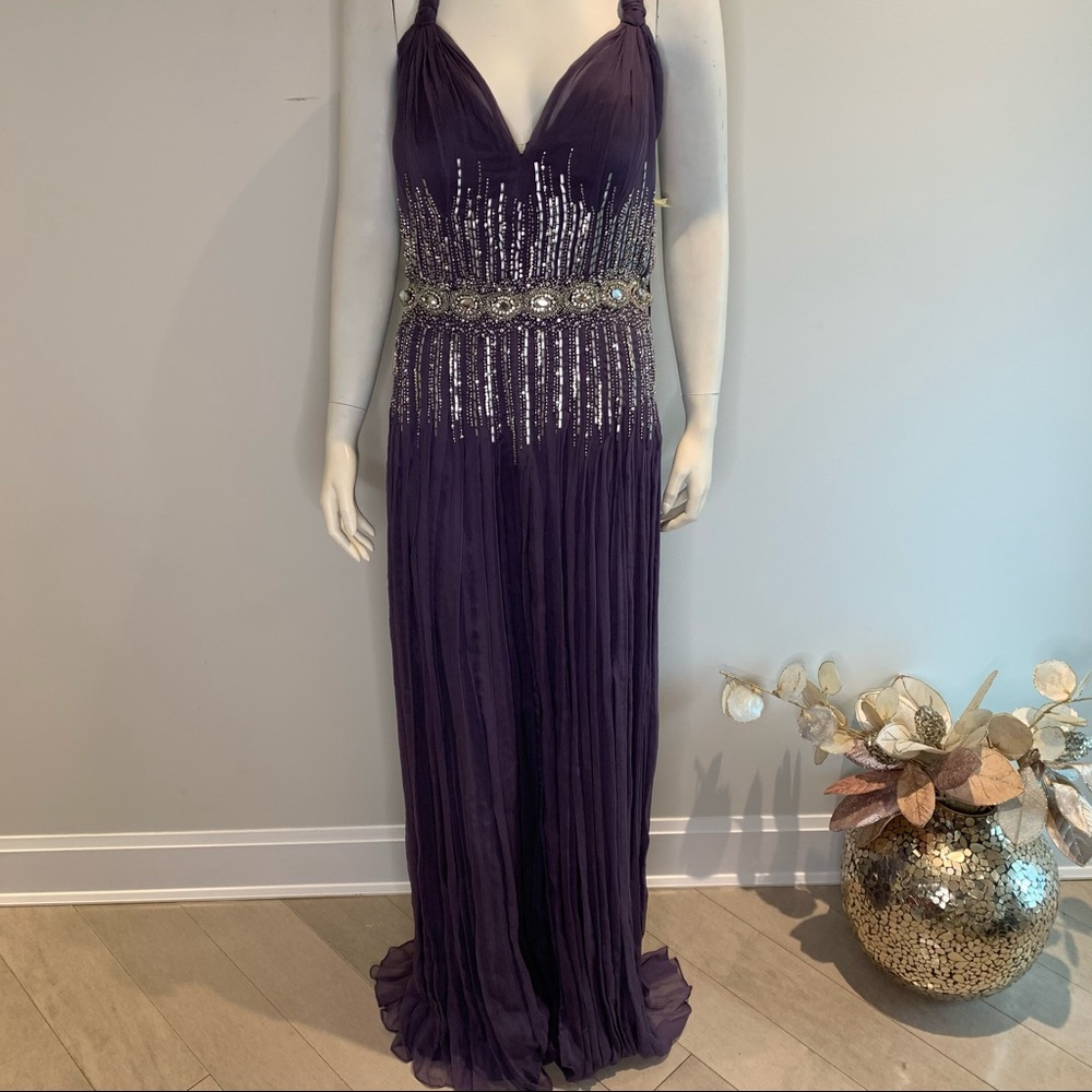 Mignon Purple beaded Prom Dress